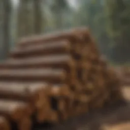 Sustainable lumber drying methods showcasing stacks of wood outdoors