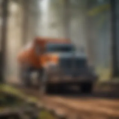 Innovative Technology in Forestry Operations Close-up of advanced technology used in logging trucks