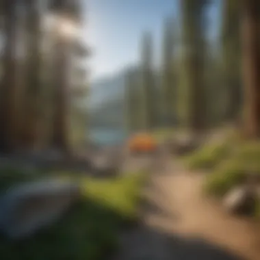 Mountain Majesty: Campgrounds Offering Stunning Views Scenic mountain views from a campground at Lake Tahoe