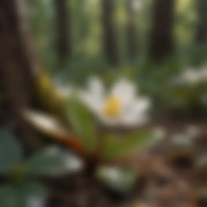 Natural habitat of bloodroot showcasing forest biodiversity