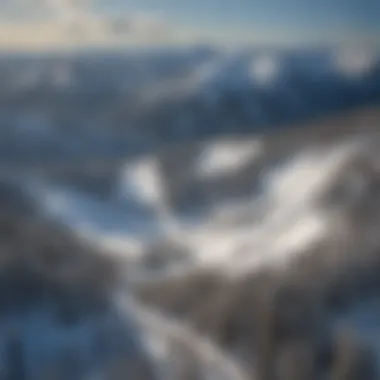 An aerial view of Breckenridge Ski Resort, highlighting the lift system and trails