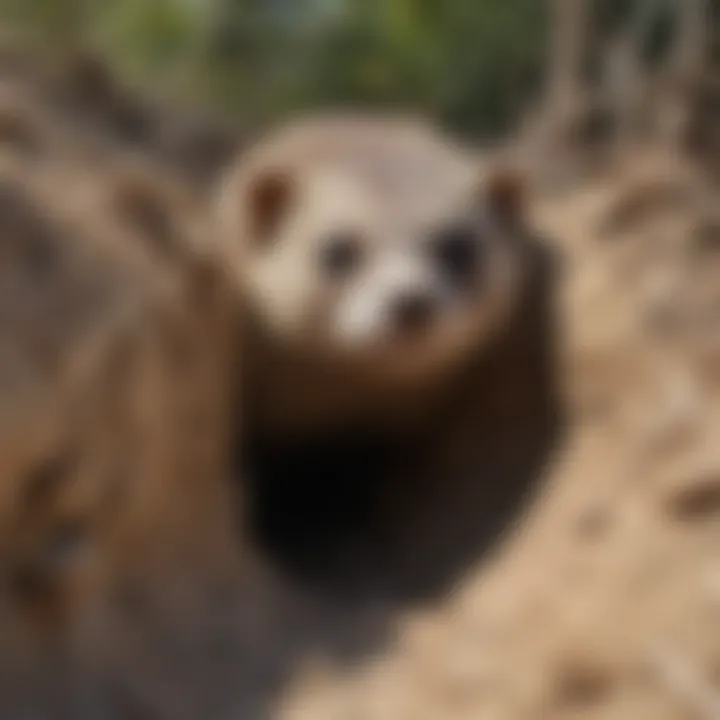 Close-up of black-footed ferret burrow entrance