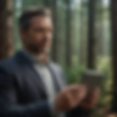 Data-Driven Insights from SMS Reservations A business owner analyzing SMS reservation data on a tablet
