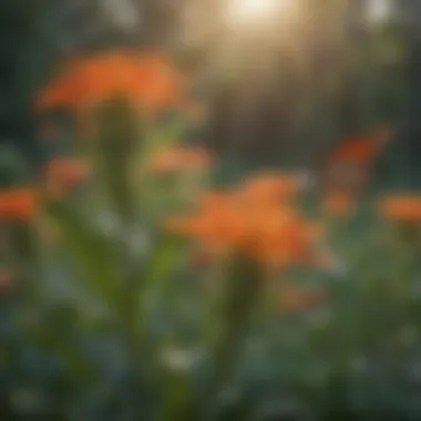 Pollinators in Action Among Milkweed Field of butterfly milkweed attracting pollinators