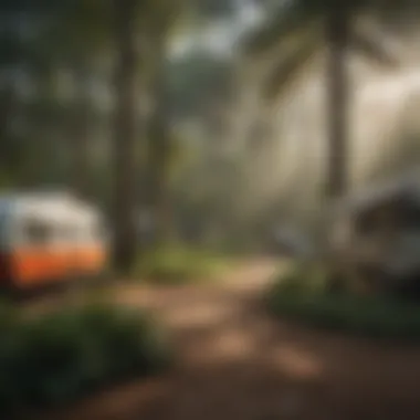 Lush Greenery of Florida Campgrounds Lush Florida forest surrounding a campsite