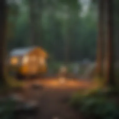 Charming Campsite Surrounded by Nature A picturesque campsite nestled among towering pines