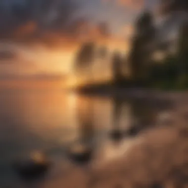 Serene Sunset Views at Lake Michigan Stunning sunset over Lake Michigan with silhouetted trees