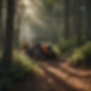 A serene forest landscape being cleared with a brush clearing saw, highlighting environmental stewardship.