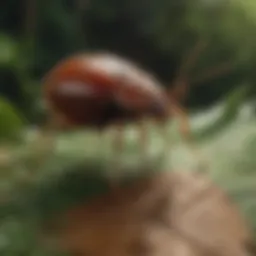 Close-up of a tick on a leaf