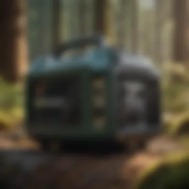 Innovative Design of Miniature Generators A sleek miniature generator designed for portability and efficiency in forestry.