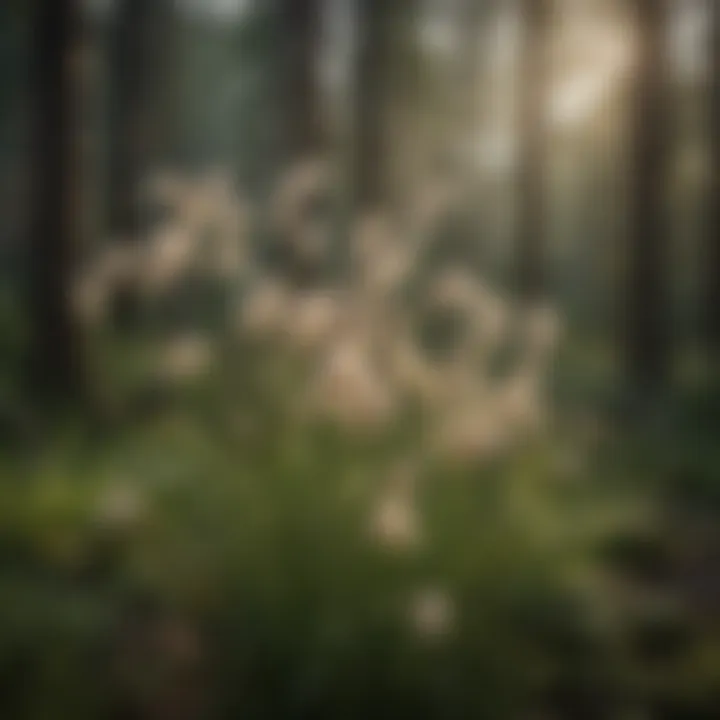 Bear grass seeds in their natural forest habitat surrounded by diverse flora