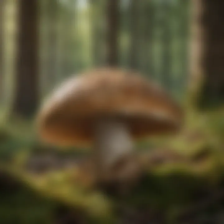 Close-up of a Porcini mushroom in its habitat