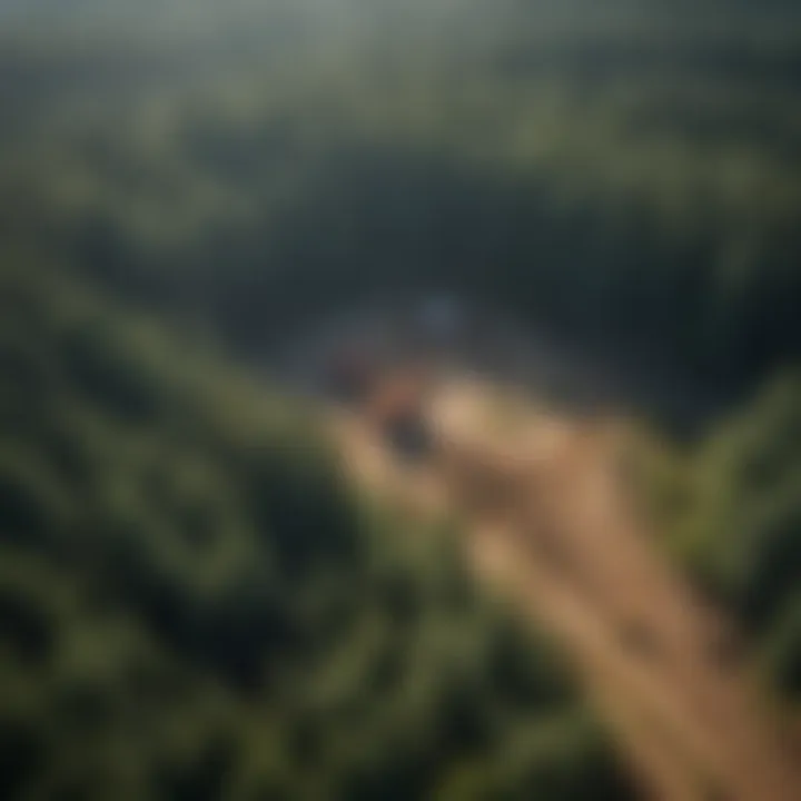 Aerial view of sustainable forestry practices in action.