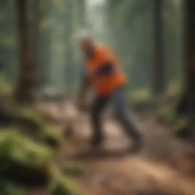 Diagram illustrating safety protocols for rock drilling in forest environments