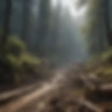 Disruption from Landslides in Forestry Landslide impact on a forest area, highlighting the disruption caused by natural hazards.