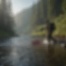Salmon swimming upstream during spawning season