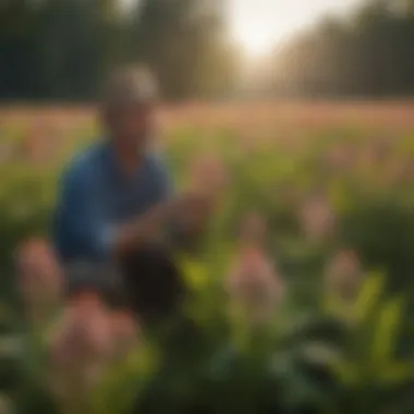 Field demonstrating various species of milkweed