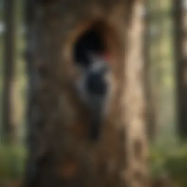 Understanding Woodpecker Behavior An illustration depicting woodpecker behavior in a forest environment