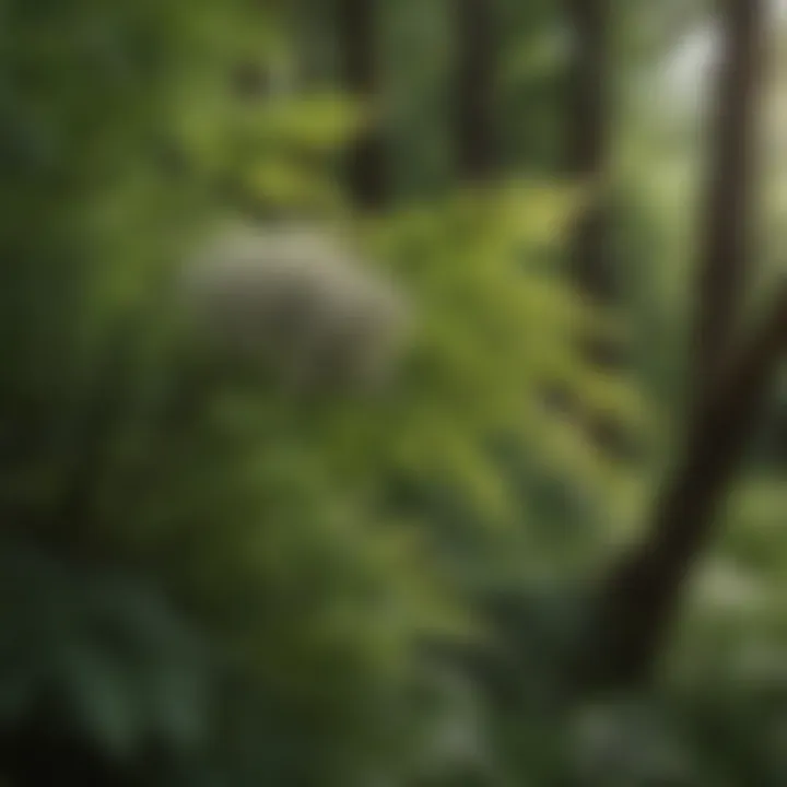 Elderberry bush in full bloom within a forested area