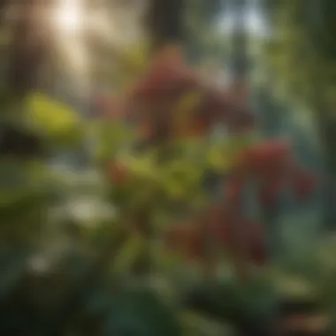 Elderberry's Role in Forest Ecosystems A tranquil forest scene highlighting elderberry plants
