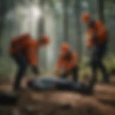 EMTs Engaged in Intensive Training A dynamic scene showcasing EMTs in action during a training session