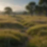 A vibrant grassland landscape featuring a variety of flora and fauna