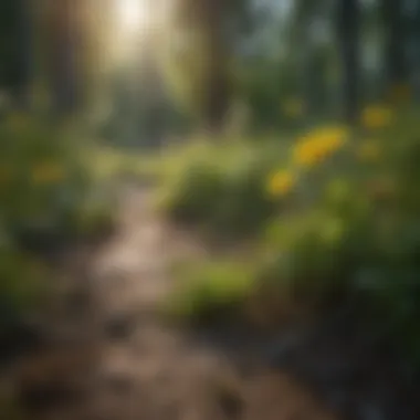 Forest landscape showing dandelions among native vegetation