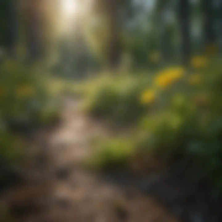 Forest landscape showing dandelions among native vegetation