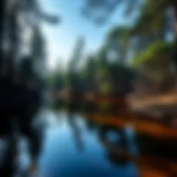 Serene waters of Long Creek reflecting the surrounding woods