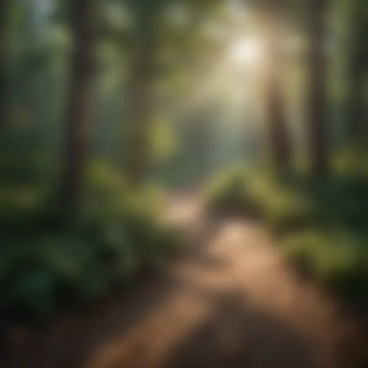 A nature trail meandering through the forest.