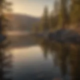 A serene view of Big Bear Lake at sunrise, reflecting the surrounding mountains.