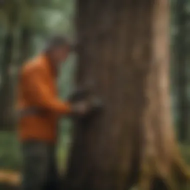 Assessing Tree Health and Biodiversity A conservationist assessing tree health and biodiversity