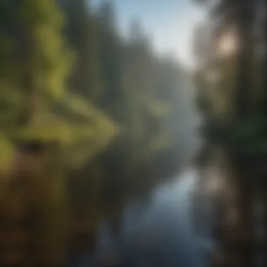 Serene lake surrounded by trees