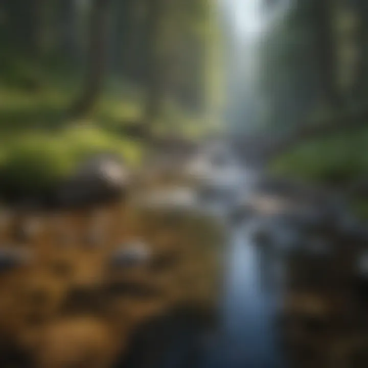 A pristine stream flowing through the forest near Crow Peak, illustrating its ecological importance