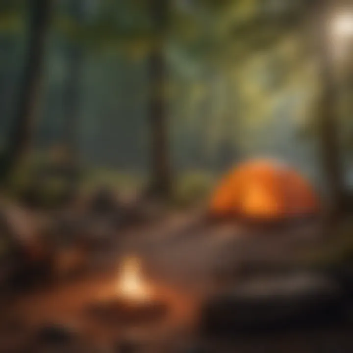 Campsite at Fall Creek Falls State Park with a campfire setup.
