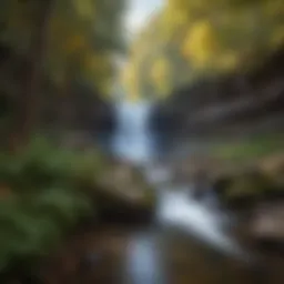 A tranquil view of Fall Creek Falls surrounded by lush greenery.
