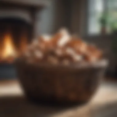 Decorative Firewood Basket A decorative firewood basket adding aesthetic appeal to a living room