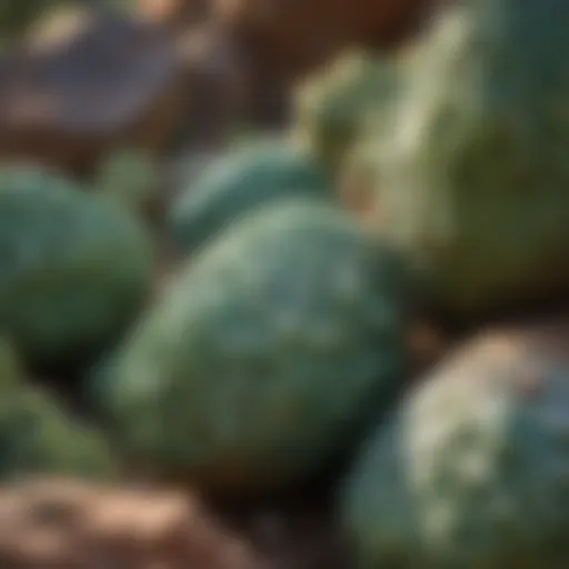 Close-up view of green minerals in Arizona rock formations