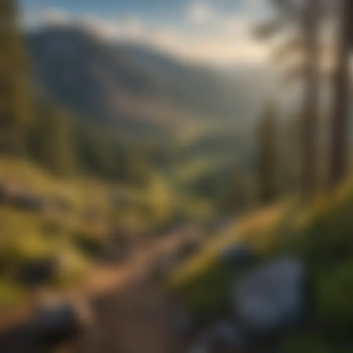 Panoramic view of the mountains from a hiking trail in Idaho City