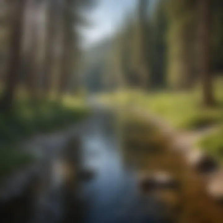 A serene river meandering through a hiking trail in Idaho City