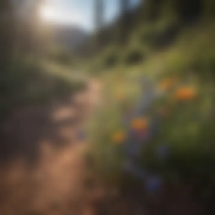 Wildflowers blooming along a hiking trail