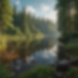Scenic view of Holland Lake surrounded by lush greenery