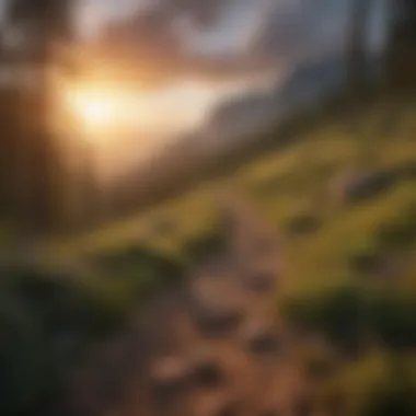 Scenic view of a mountain trail at sunset