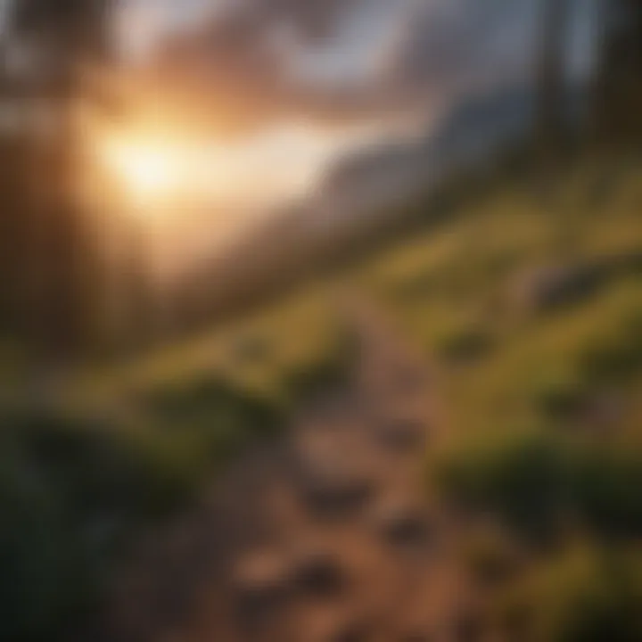 Scenic view of a mountain trail at sunset