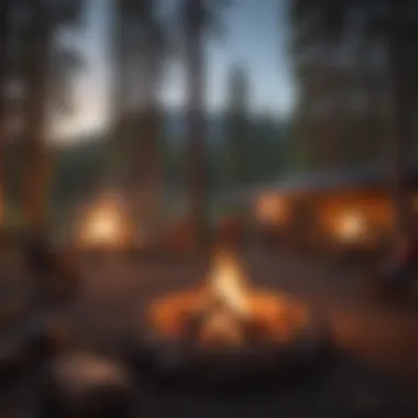 Evening Campfire Experience Campers enjoying a serene evening beside a campfire at Koa Campground