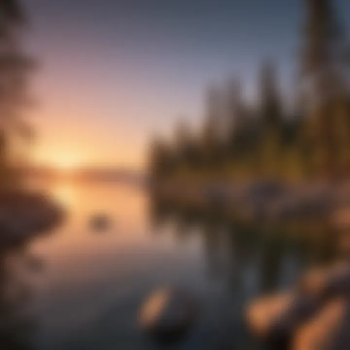 A serene sunset over Lake Tahoe, symbolizing sustainable tourism