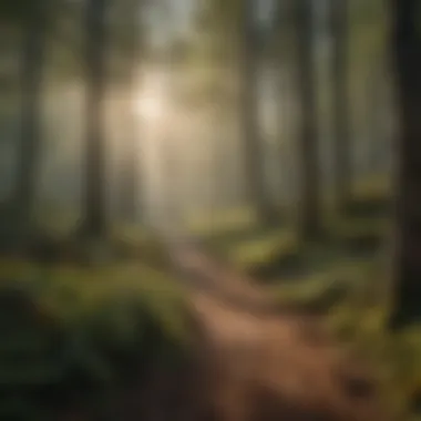 A tranquil forest scene showcasing diverse tree species