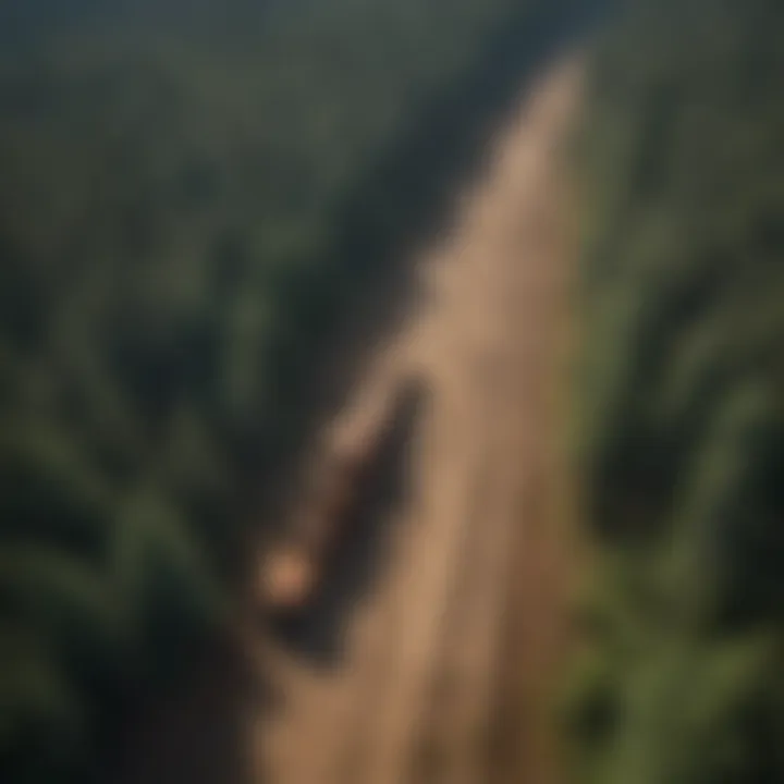 An aerial view of sustainable logging practices in a forest