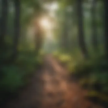 Inviting Hiking Trail through Lush Forest Hiking trail in the dense woods