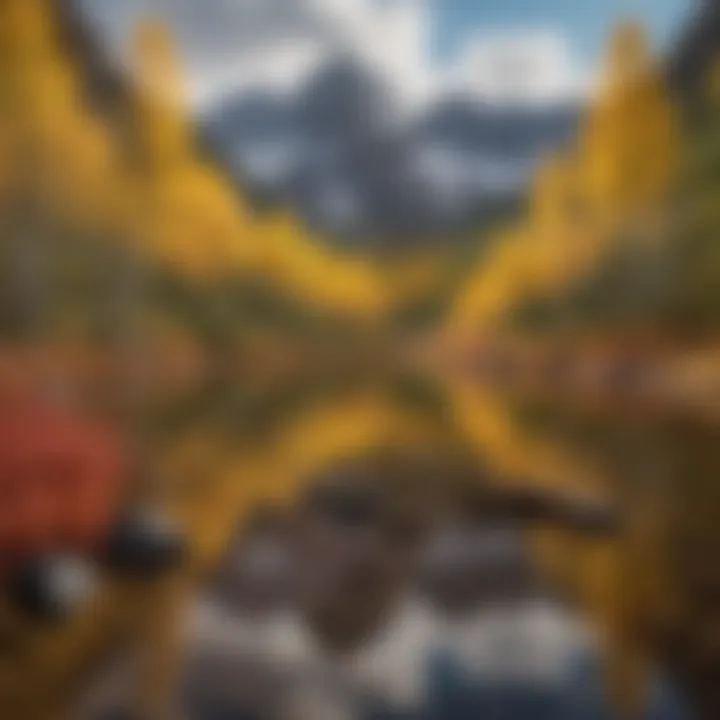 A breathtaking autumn landscape showcasing the vibrant colors of aspen trees surrounding the Maroon Bells